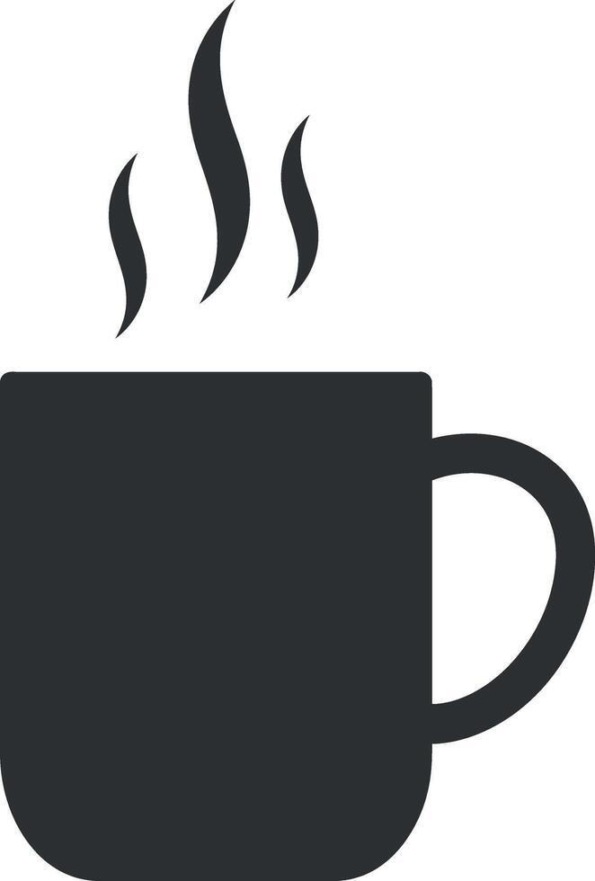 Hot coffee cup with steam rising in simple flat black minimal design art vector