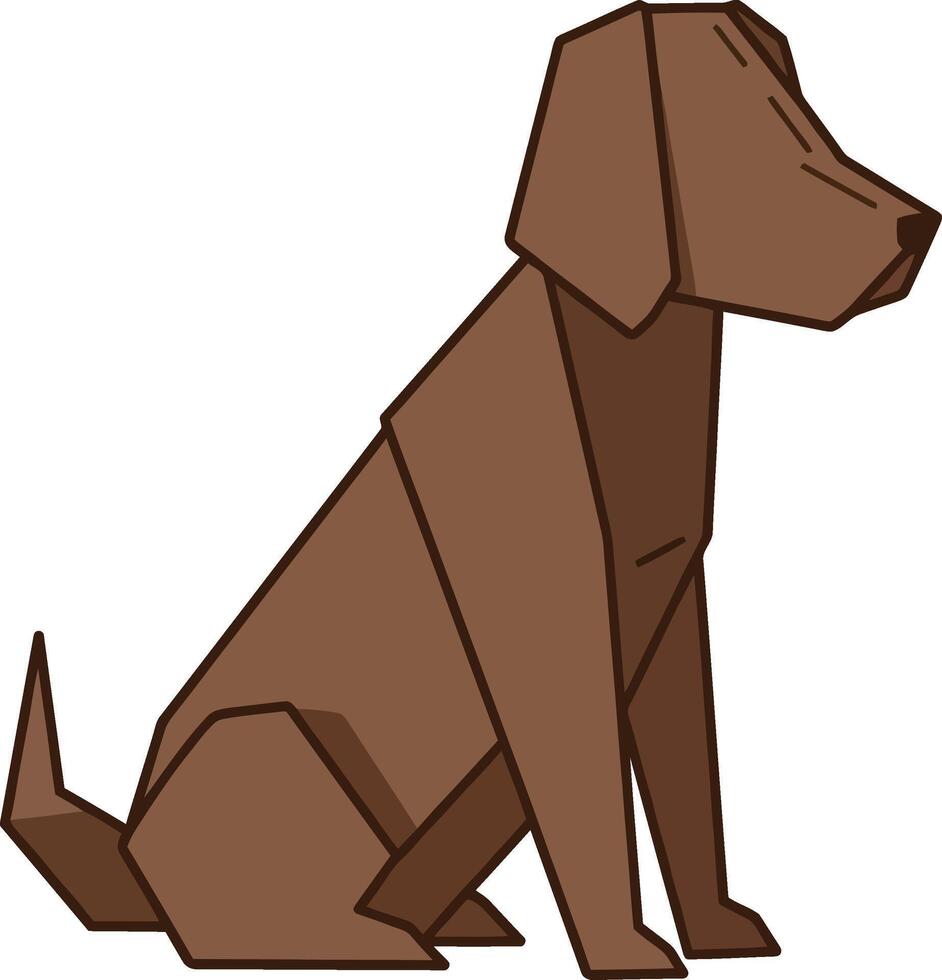 Brown geometric dog sitting calm minimal design style on white background art vector