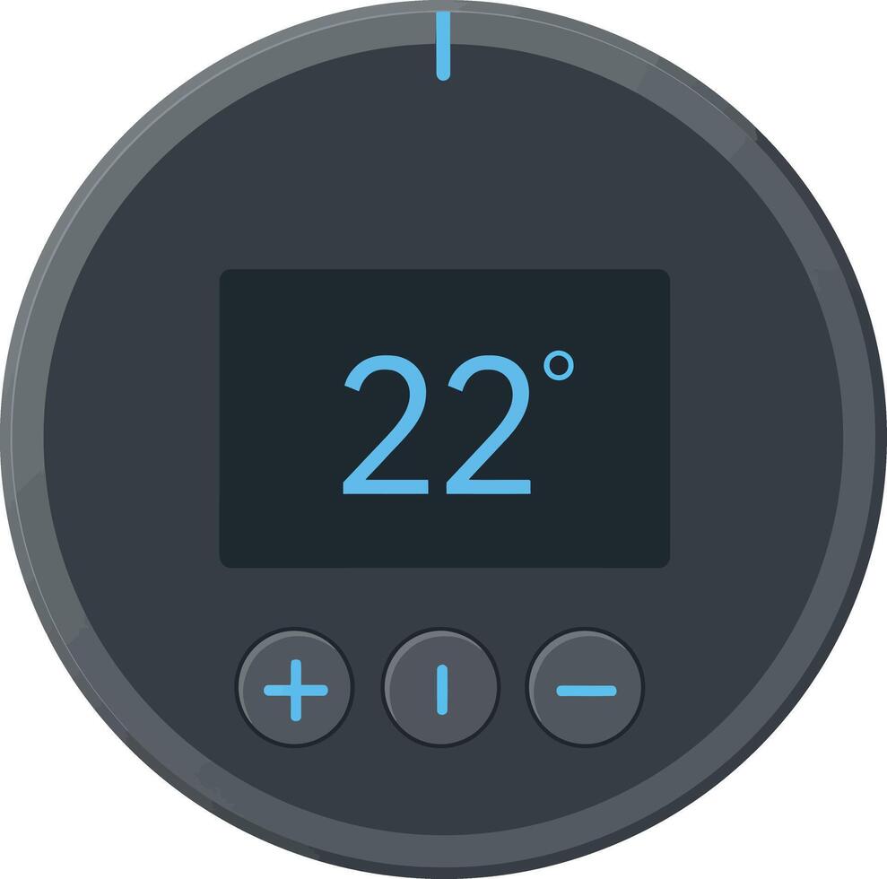 Modern digital thermostat with temperature display and control buttons flat design art vector