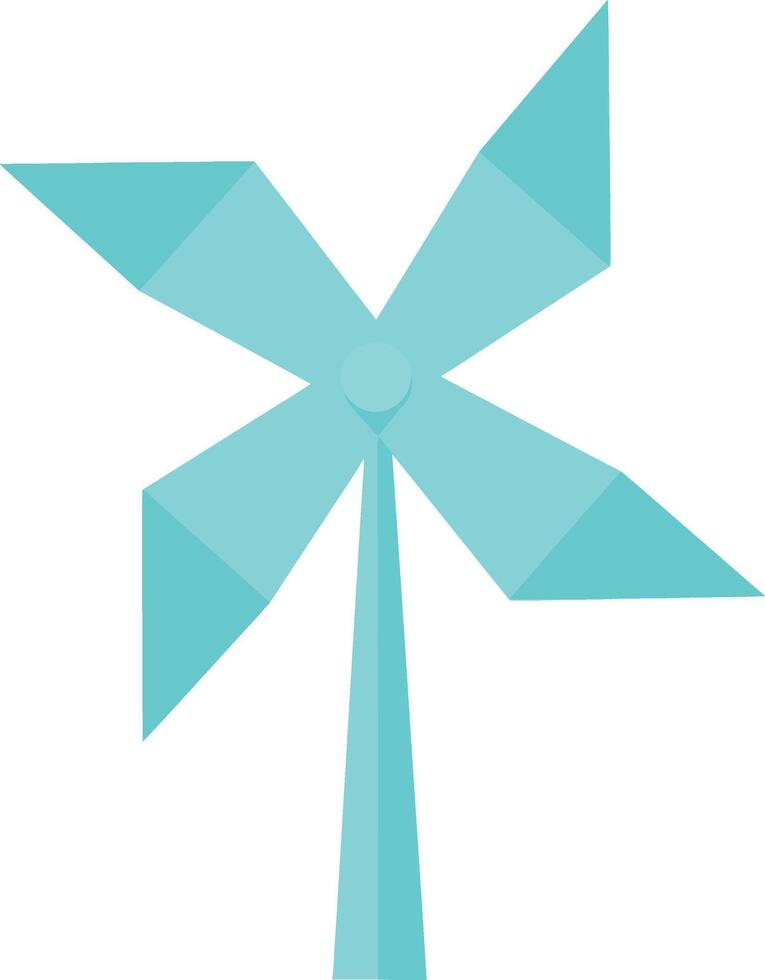 Light blue minimal pinwheel toy with four triangular blades on simple stand flat illustration vector