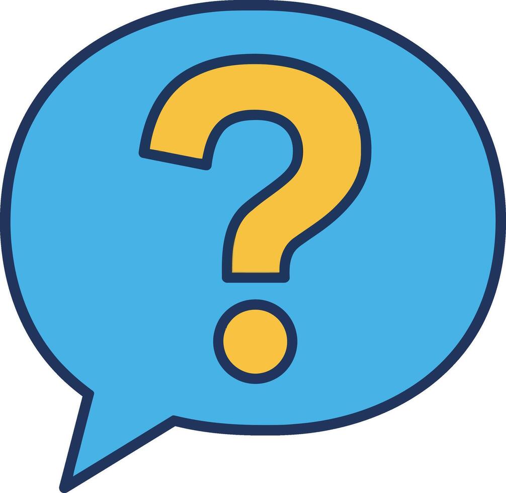 Question mark symbol inside blue speech bubble flat minimal design illustration vector