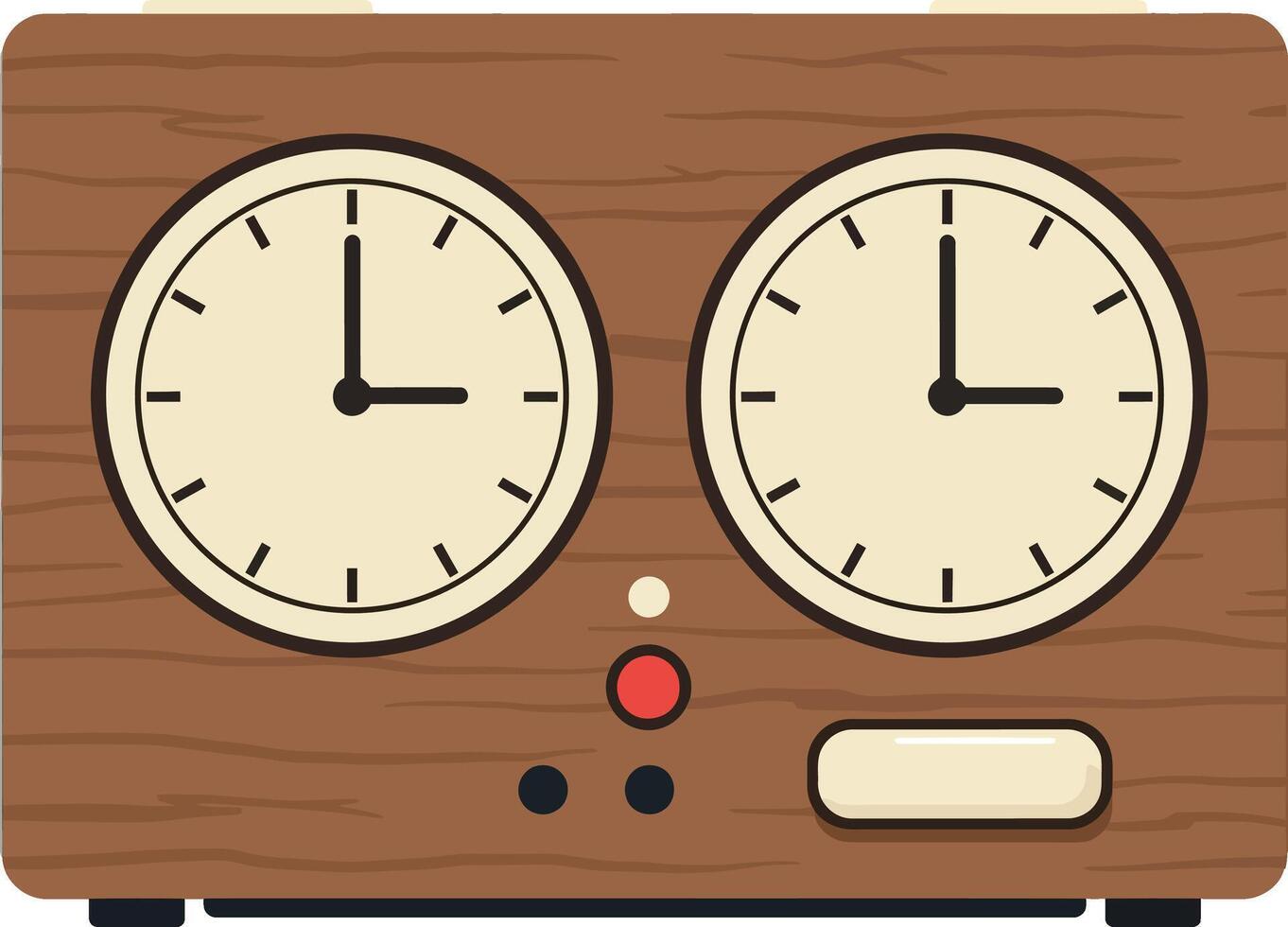 Vintage wooden chess timer with dual clock faces flat design illustration vector