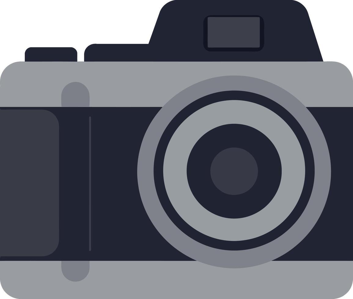 Vintage style retro camera with lens and viewfinder flat minimal art vector