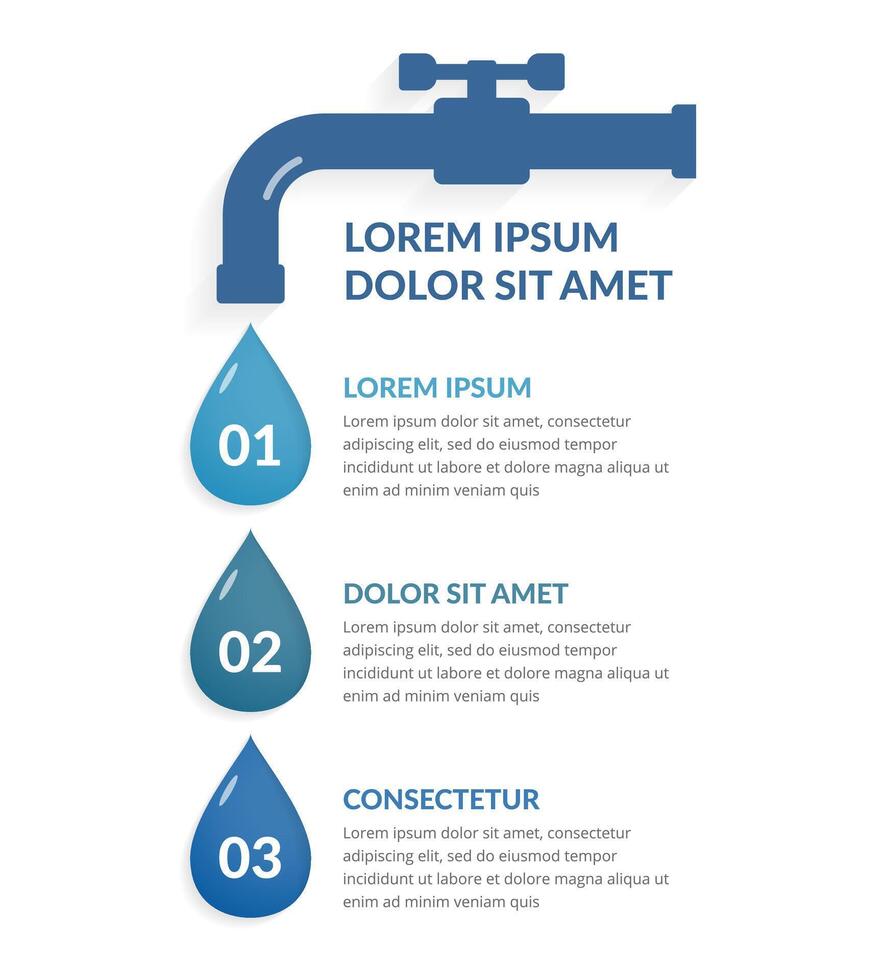 Infographic template with three water drops vector