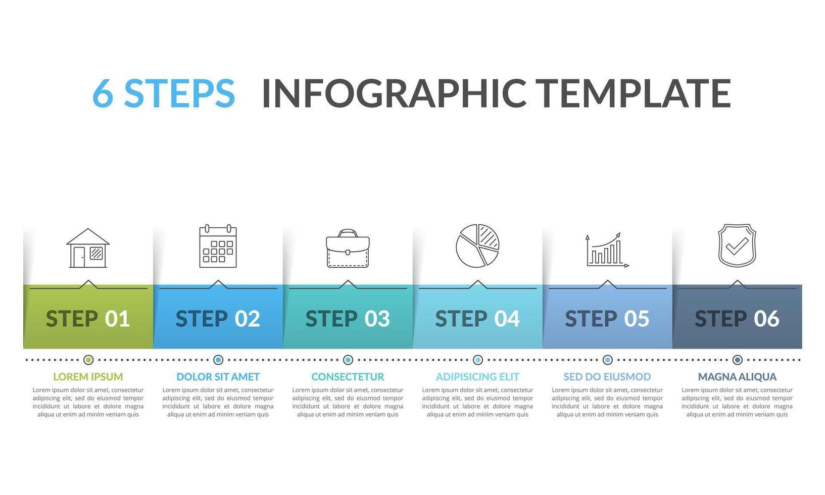 Infographic template with 6 steps, workflow, process chart vector