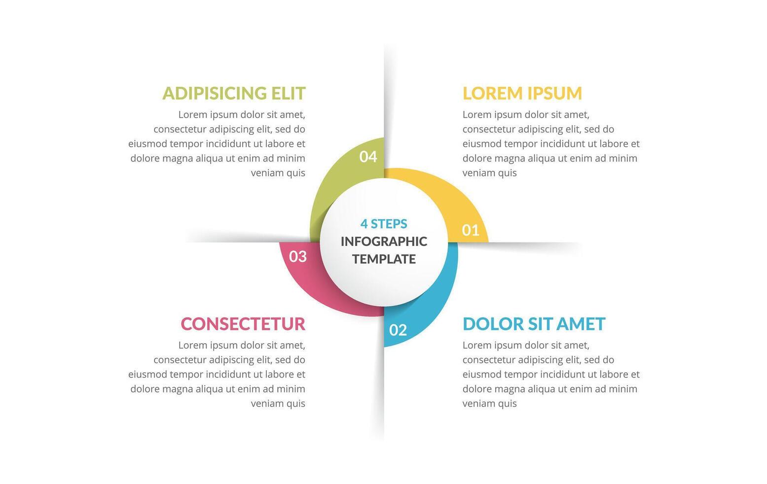 Circlular infographic template with four steps or options, process chart vector