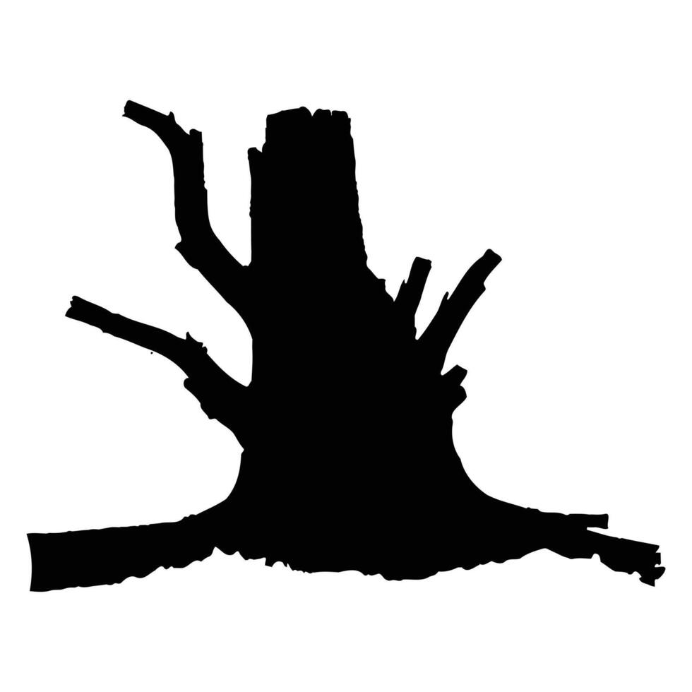 Tree stump silhouette illustration nature wood forest design vector