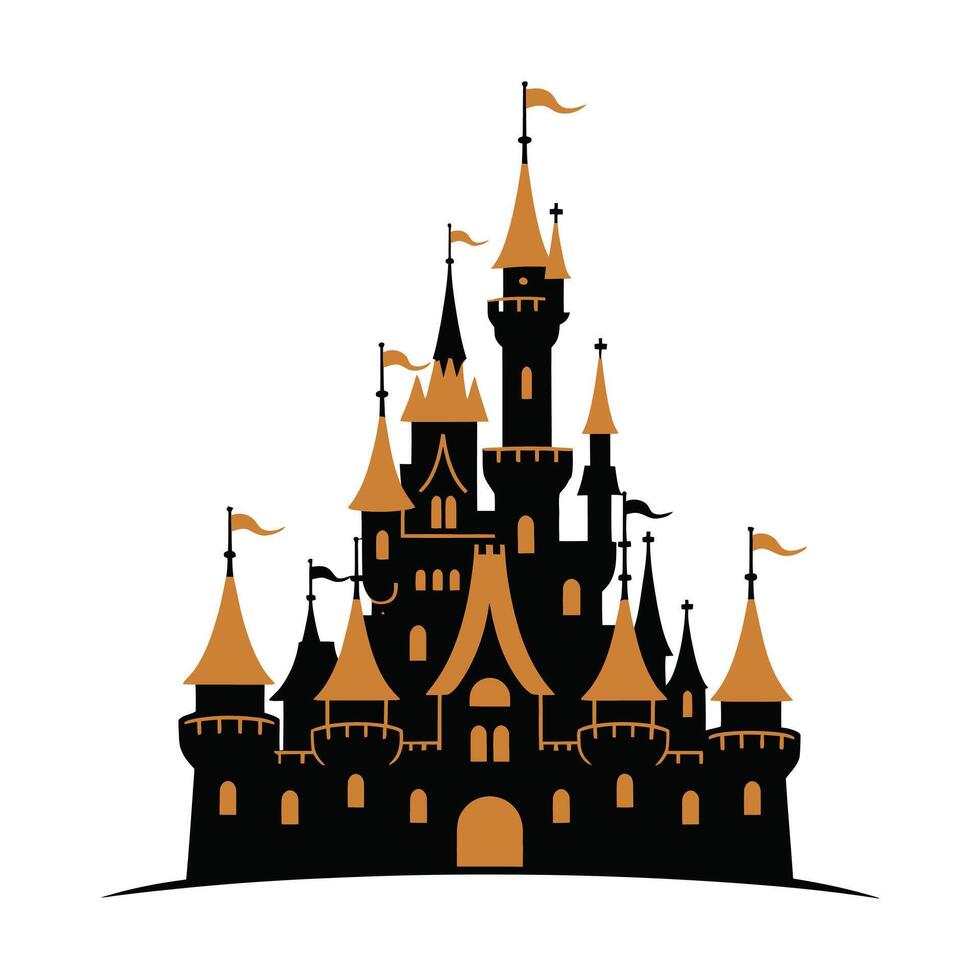 castle silhouette with towers vector