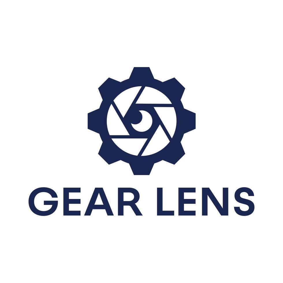 gear camera lens fix flat minimalist logo design vector