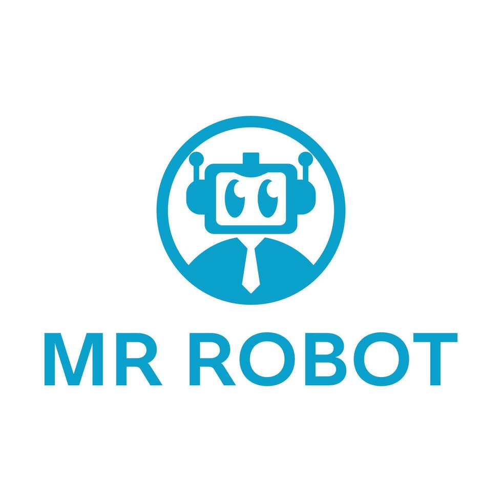 robot employee flat minimalist logo design vector