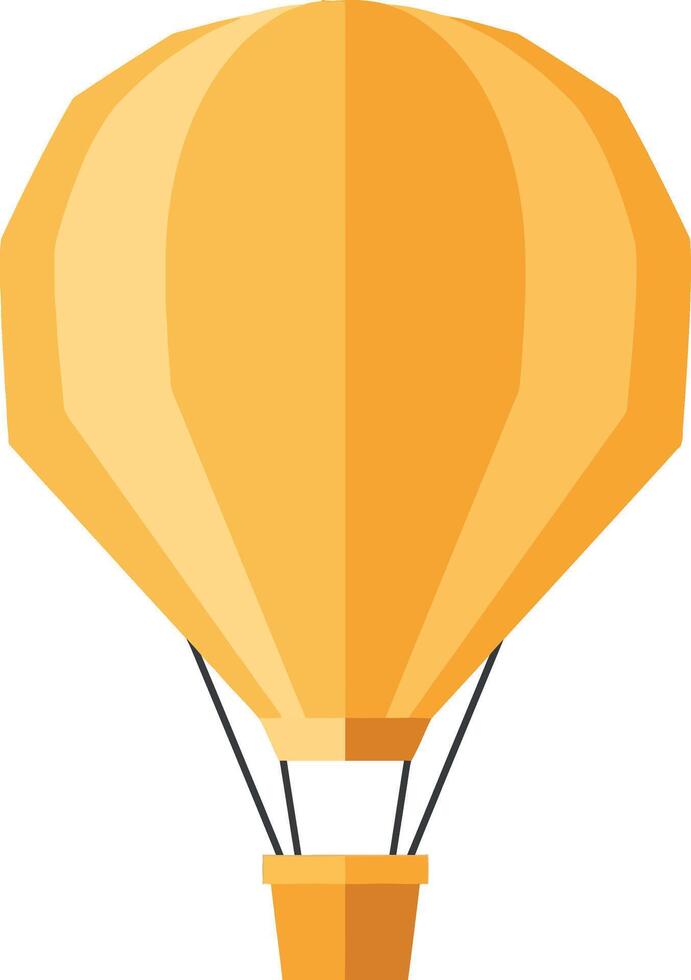Yellow hot air balloon floating in sky with minimal flat design illustration vector