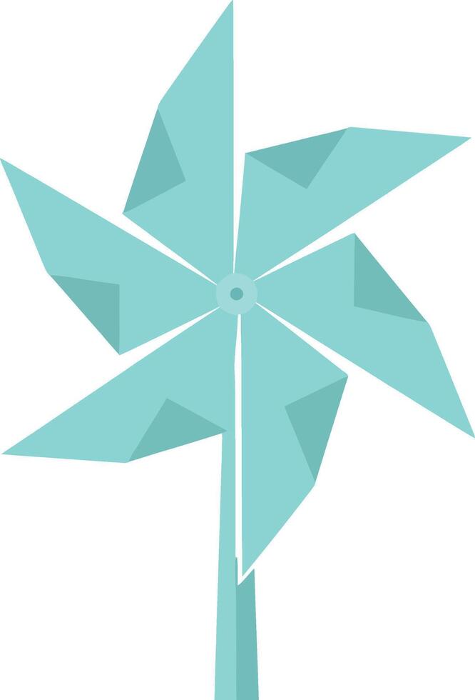 Light blue stylized pinwheel with geometric blades in minimal flat design illustration vector