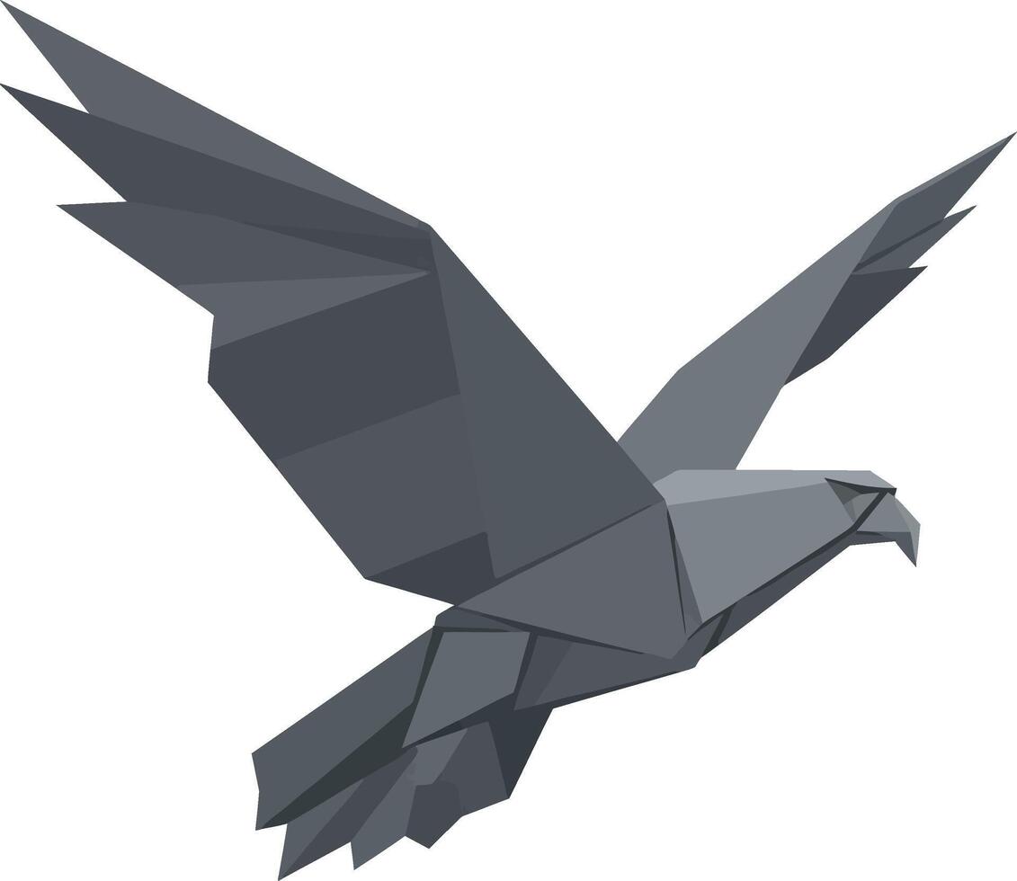 Low poly style flying eagle with outstretched wings in minimalist geometric design illustration vector