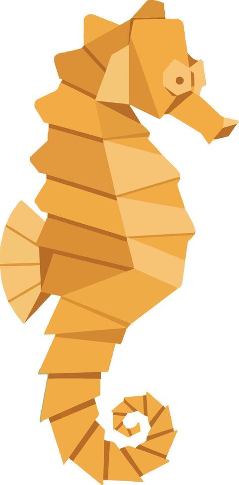 Orange geometric seahorse with angular shapes in flat design style minimal illustration vector