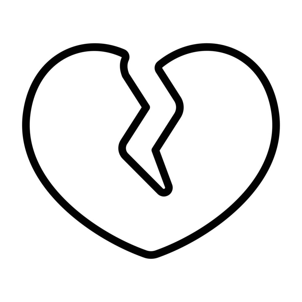 Simple Broken Heart outline icon. The icon can be used for websites, print templates, presentation templates, illustrations, etc vector
