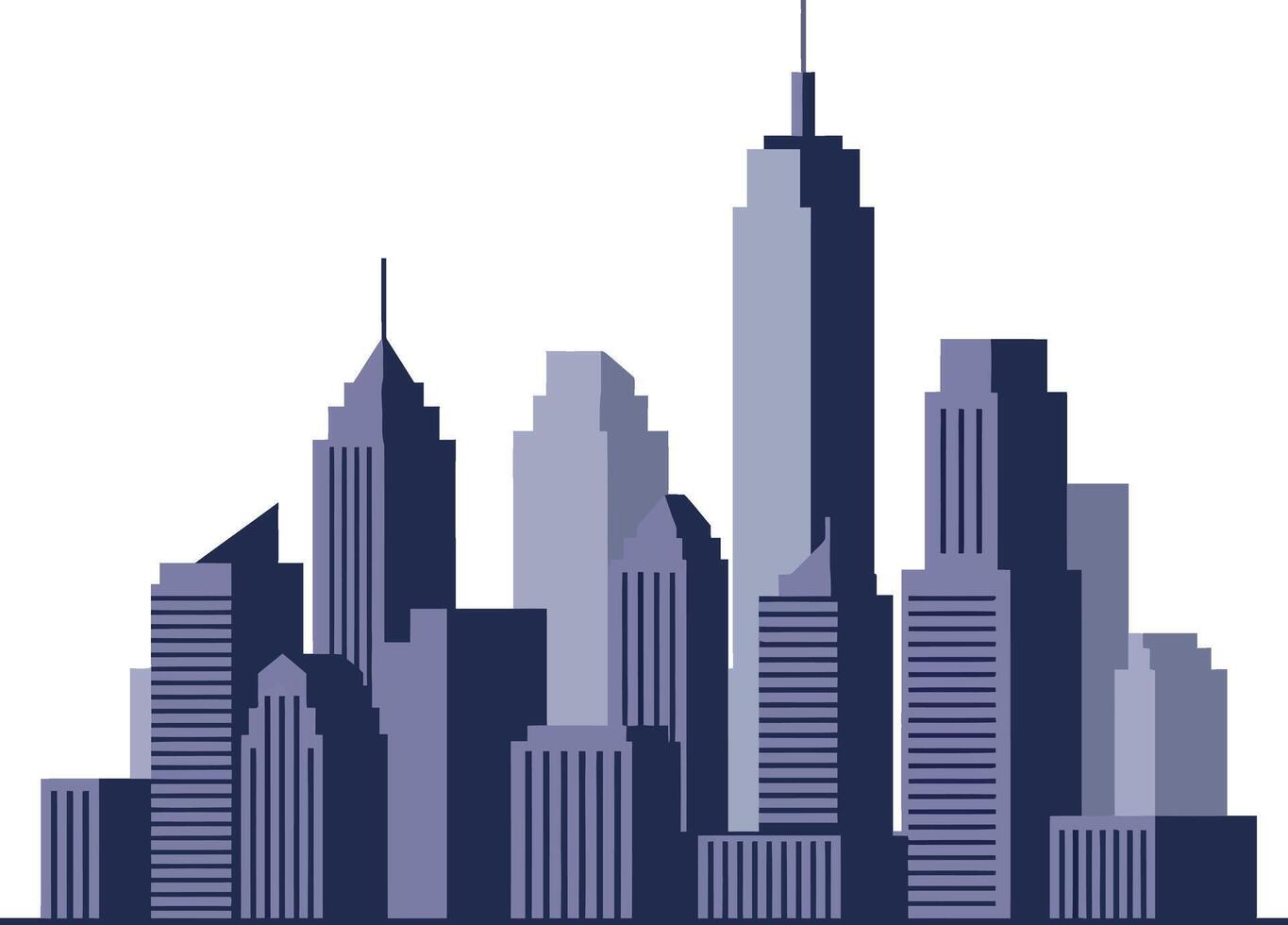 Urban city skyline with modern skyscrapers in minimal flat design illustration vector