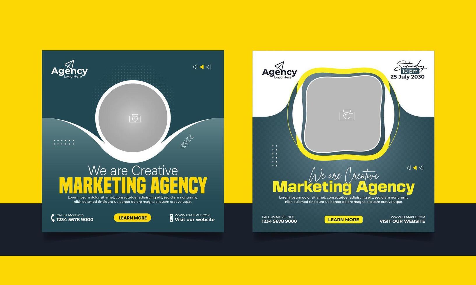 Digital Marketing Agency Online Webinar Social Media Post Set, Corporate Business Promotion Square Flyer Design Template vector