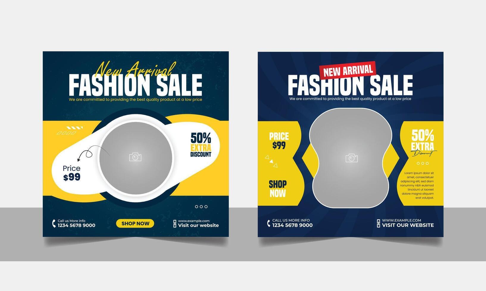 Fashion sale for social media post template discount offer banner square ads vector