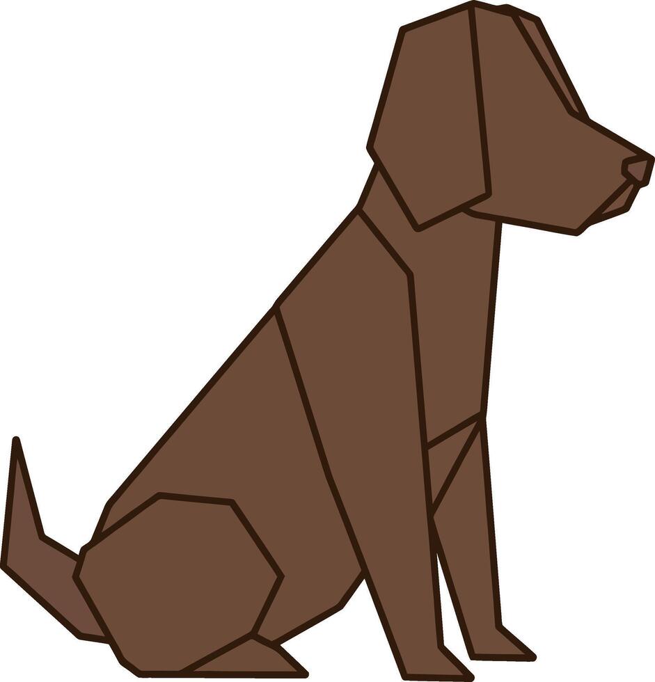 Brown dog sitting in profile geometric flat design minimal illustration vector