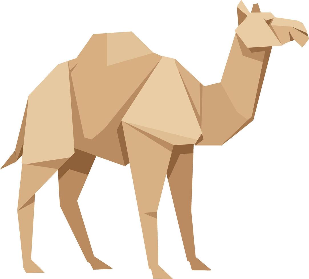 Camel animal standing in geometric minimal style with beige and brown shades illustration vector