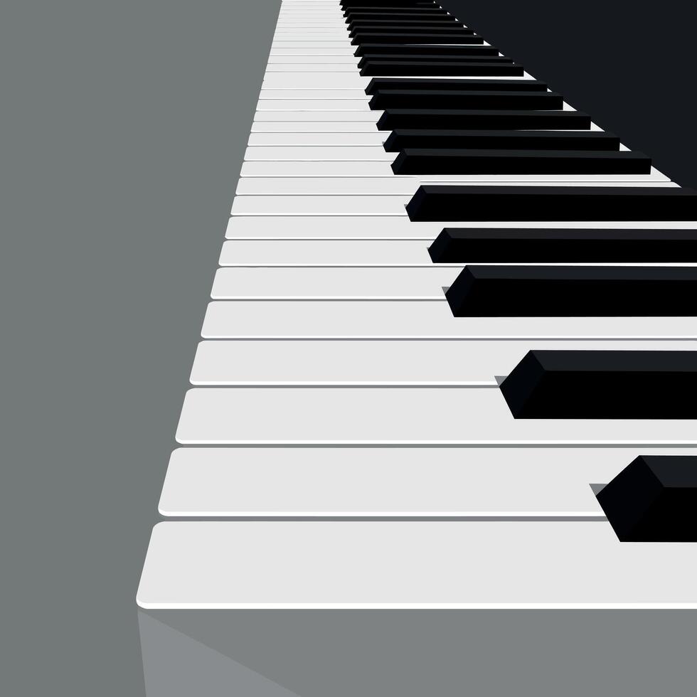 Piano keyboard close-up perspective with black and white keys minimal flat illustration vector