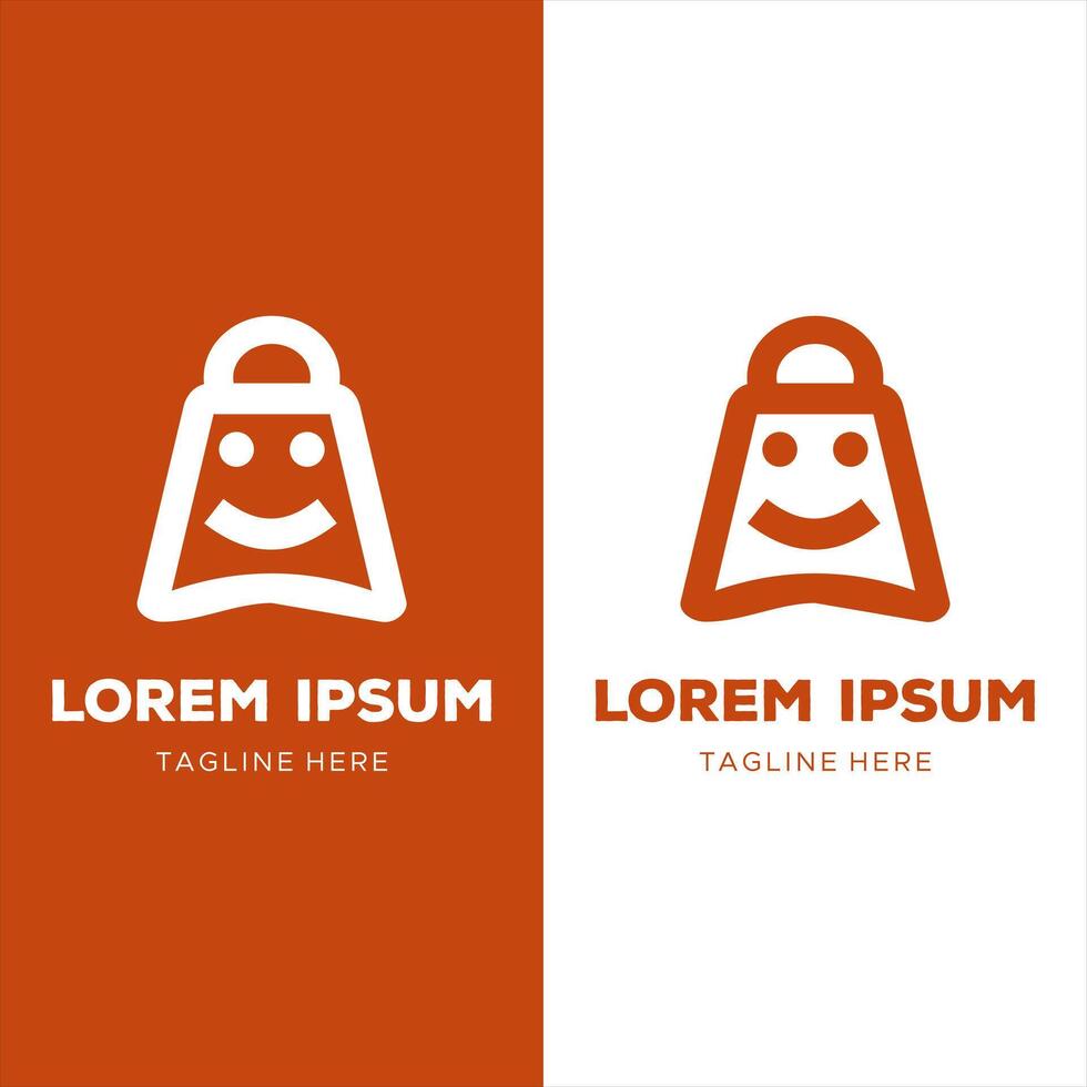 market logo design with a smiling shopping bag symbol vector