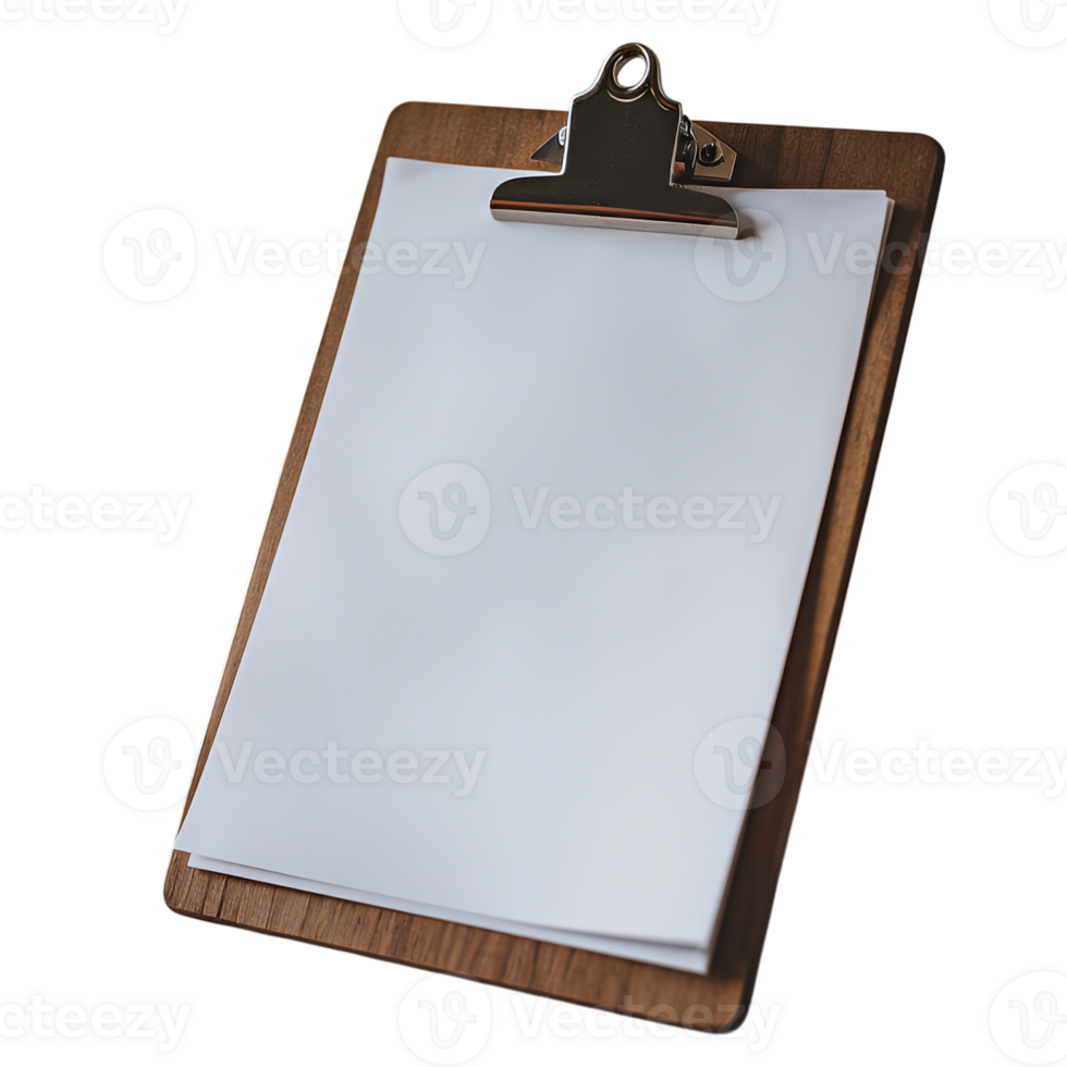 A clipboard with a blank piece of paper on it png