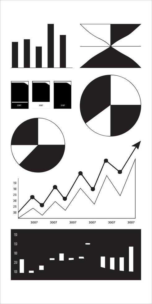 Editable Infographic Elements Business icon set includes graphs, charts, and other elements for web and mobile design vector