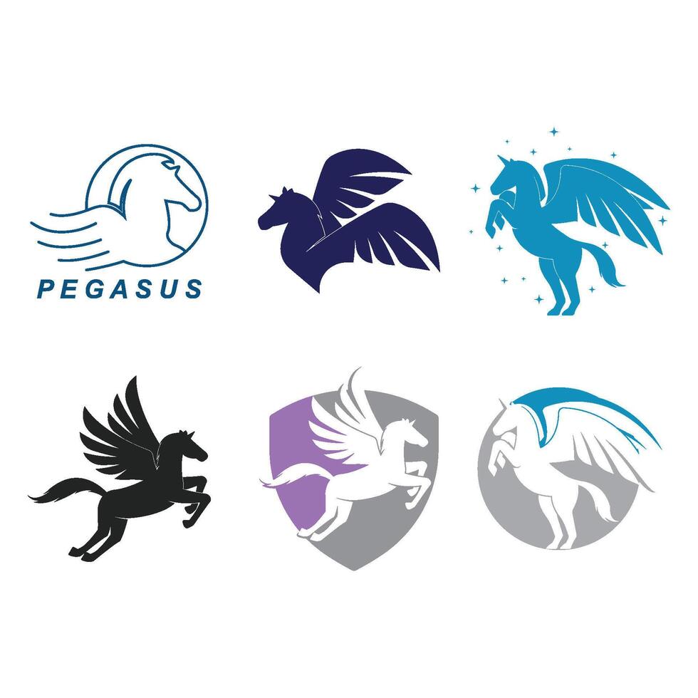 set Pegasus logo illustration vector