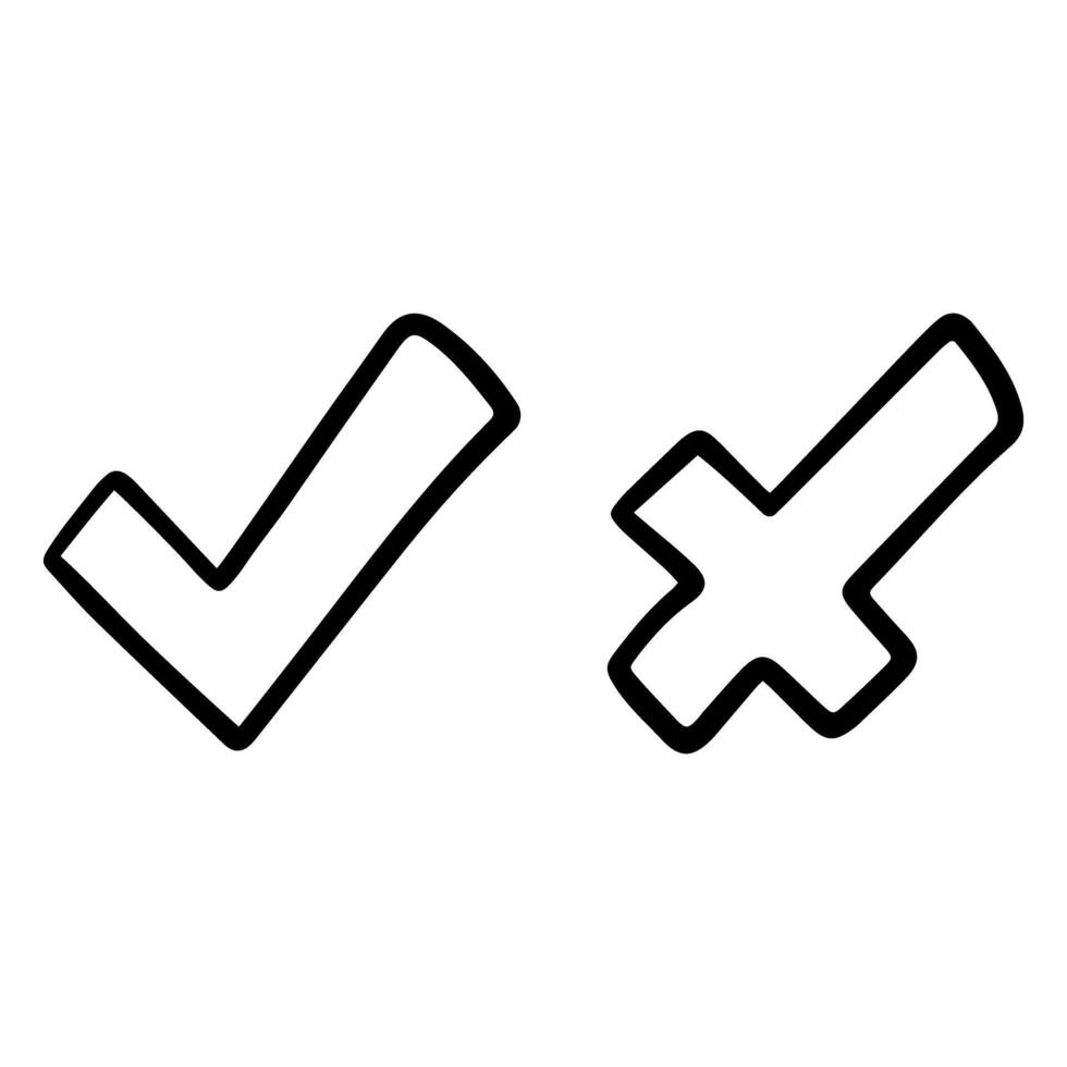 Check mark and cross icon. Simple illustration of check mark and cross icon for web vector
