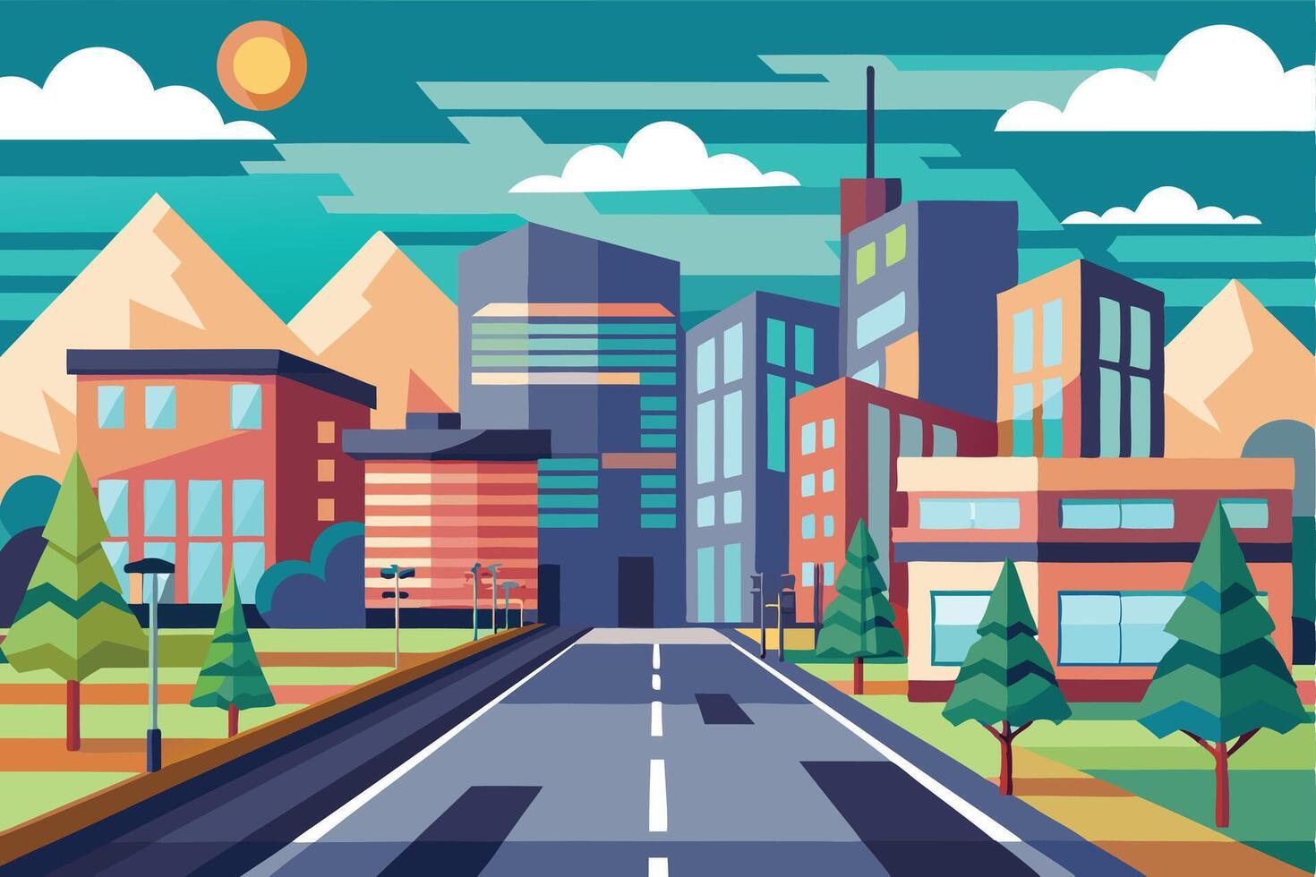 Downtown Flat Design Background vector