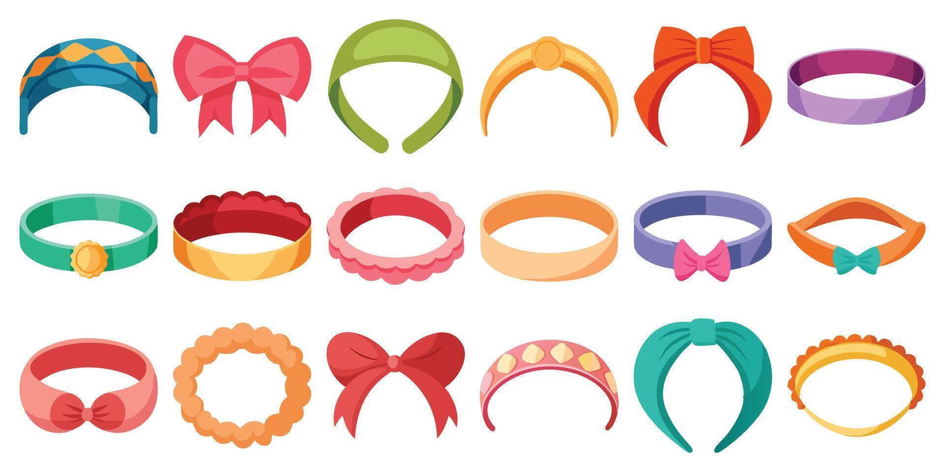 Colorful Headbands Collection Fashionable Hair Accessories for Girls Women vector