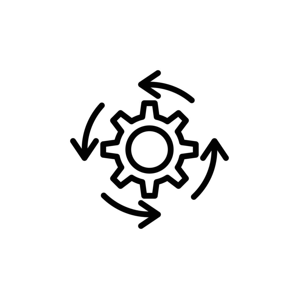 Gear Rotating with Arrows Concept for Process or Automation vector