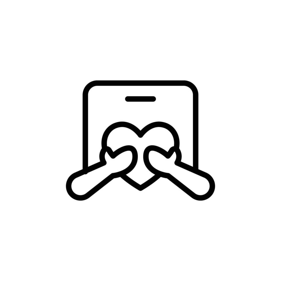 Sharing Love Online Heart on Device with Hands vector