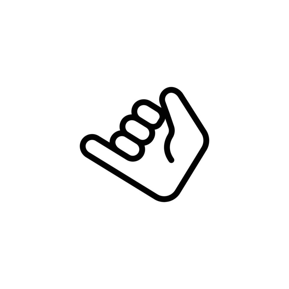 Hanging Loose Hand Sign Outline on White Background vector