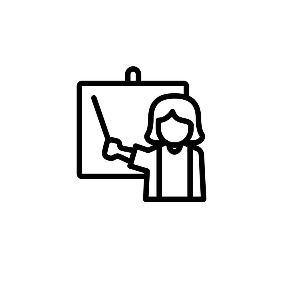 Presenting with Pointer Stick in Front of Board Icon vector