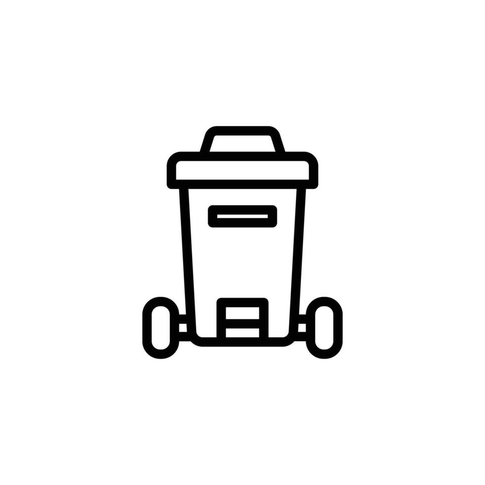 Garbage Container Outline Icon on White Background vector