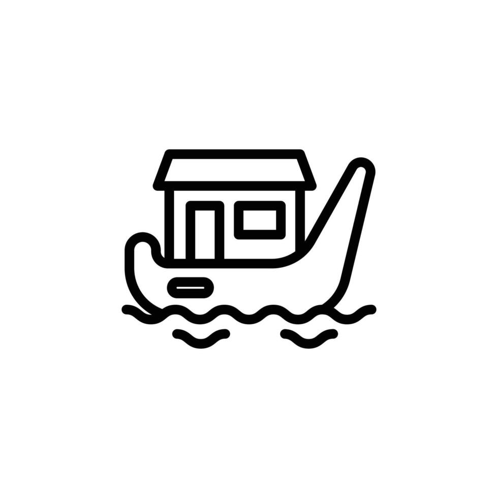 Houseboat Icon Simple Outline on Water vector