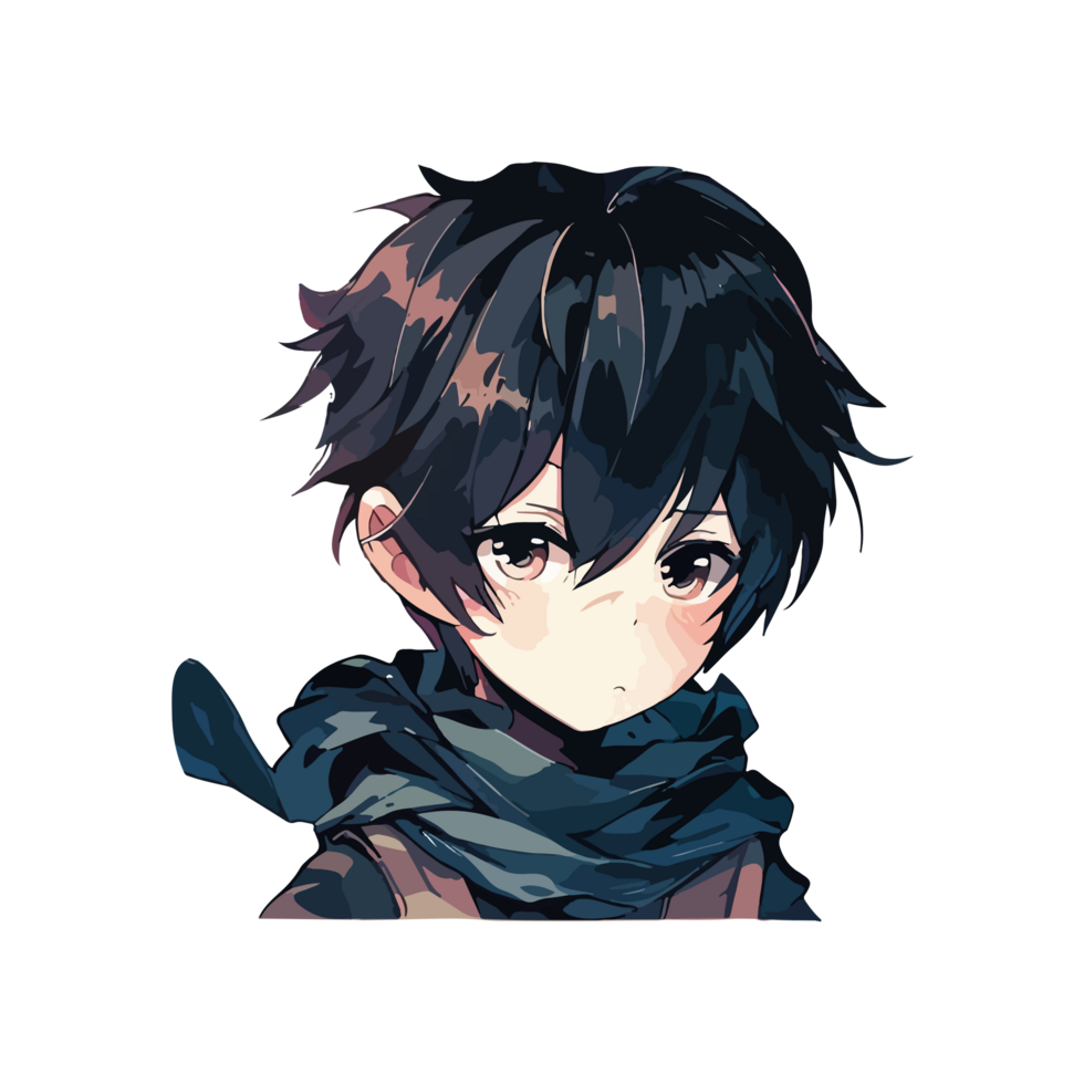 Anime boy with black hair and blue eyes png