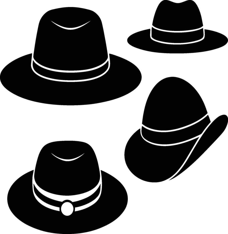 Set of assorted vintage and classic hats isolated. vector