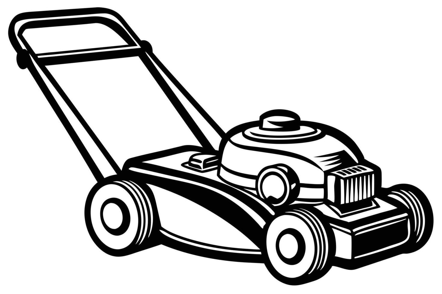 Art Illustration of a Classic Lawn Mower vector