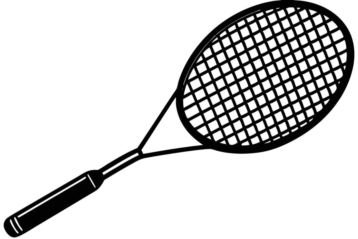 A simple black and white tennis racket graphic vector