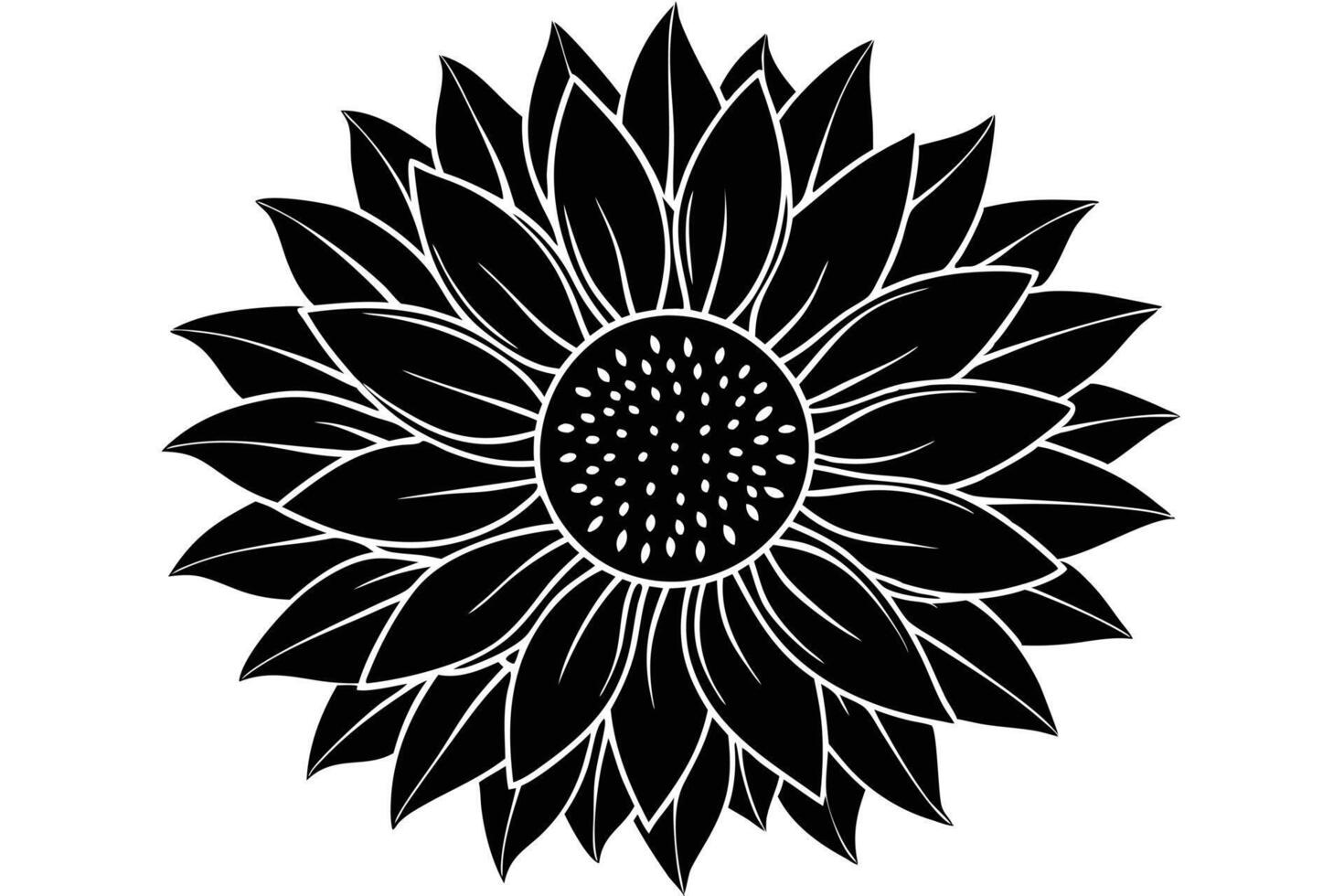 Elegant Black and White Sunflower Silhouette Design vector