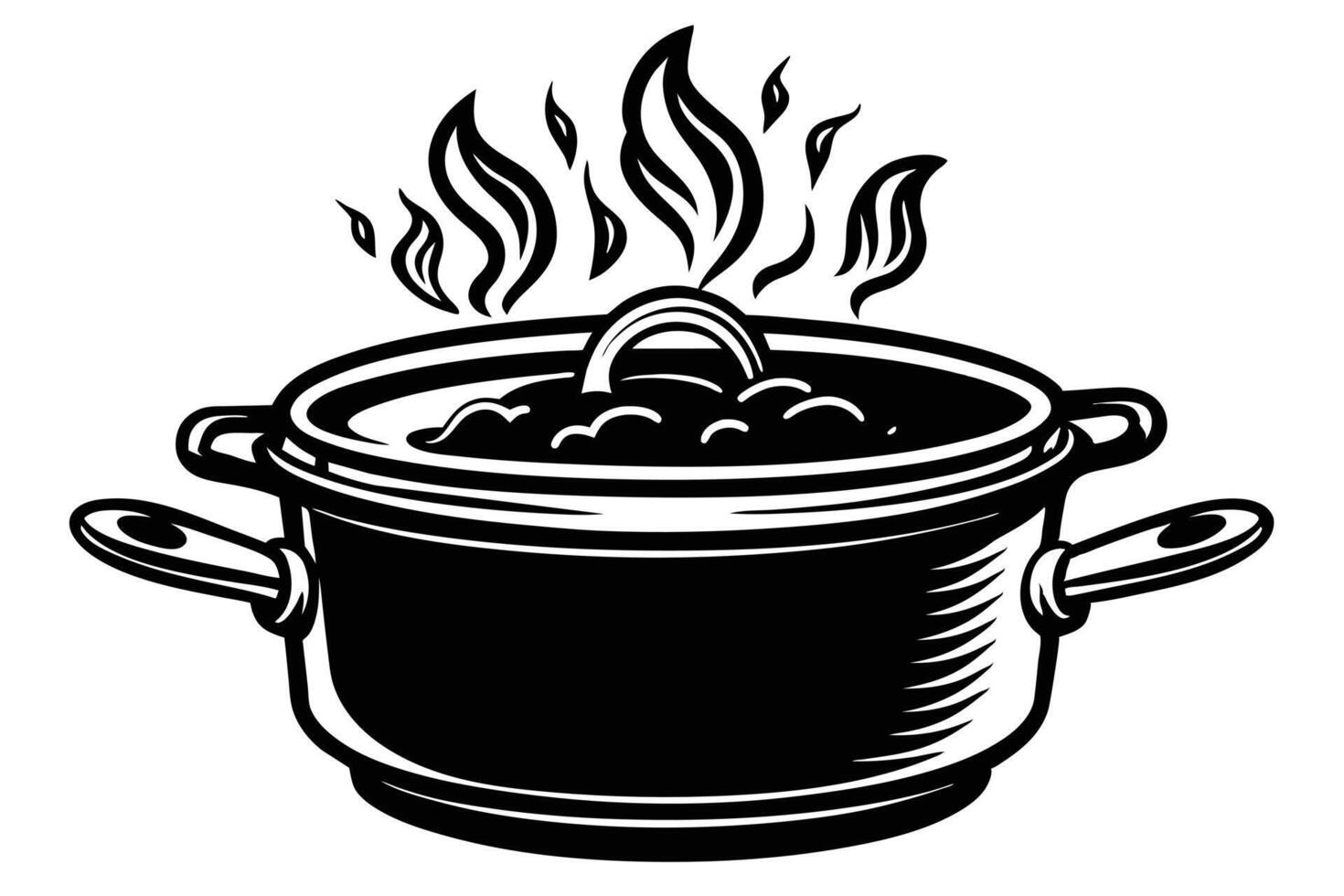Steaming Pot - A Retro Illustration of a Hot Pot vector