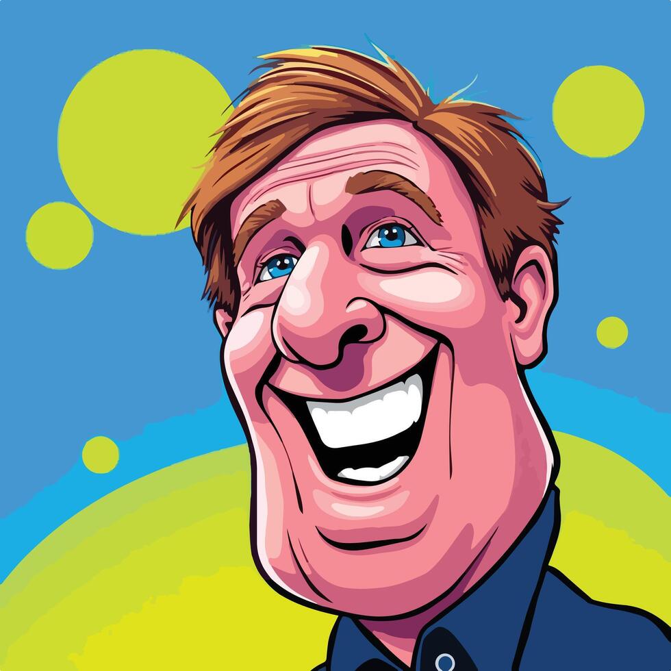 a cartoon man with a blue shirt and a smile vector
