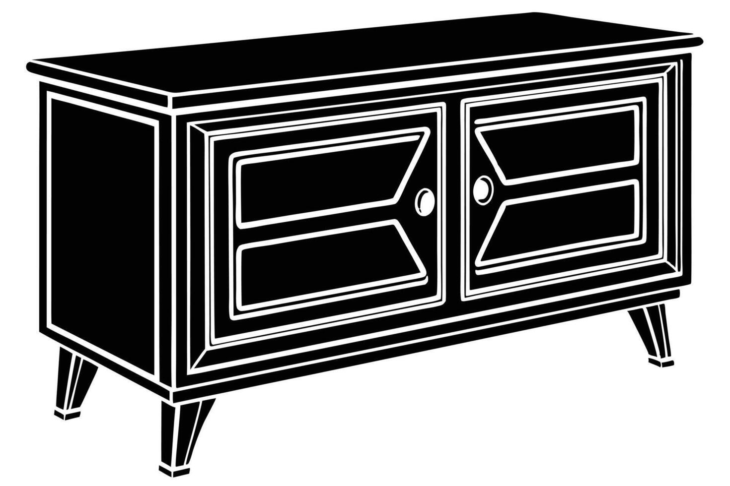 illustration of a black TV stand with detailed design. vector