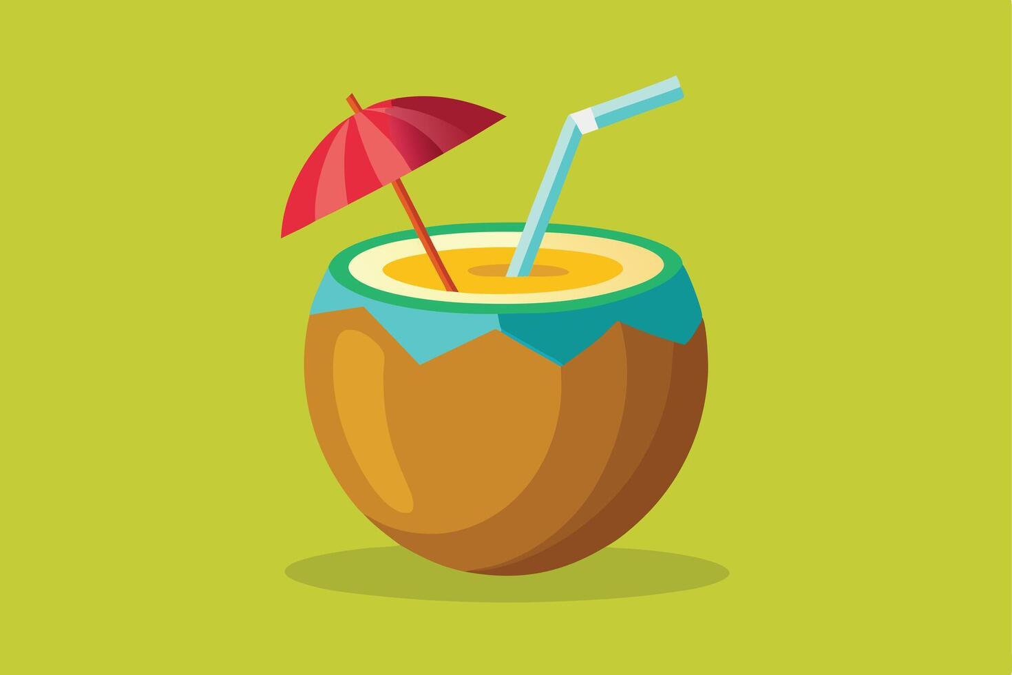 Refreshing Coconut Cocktail with Summer Vibes vector