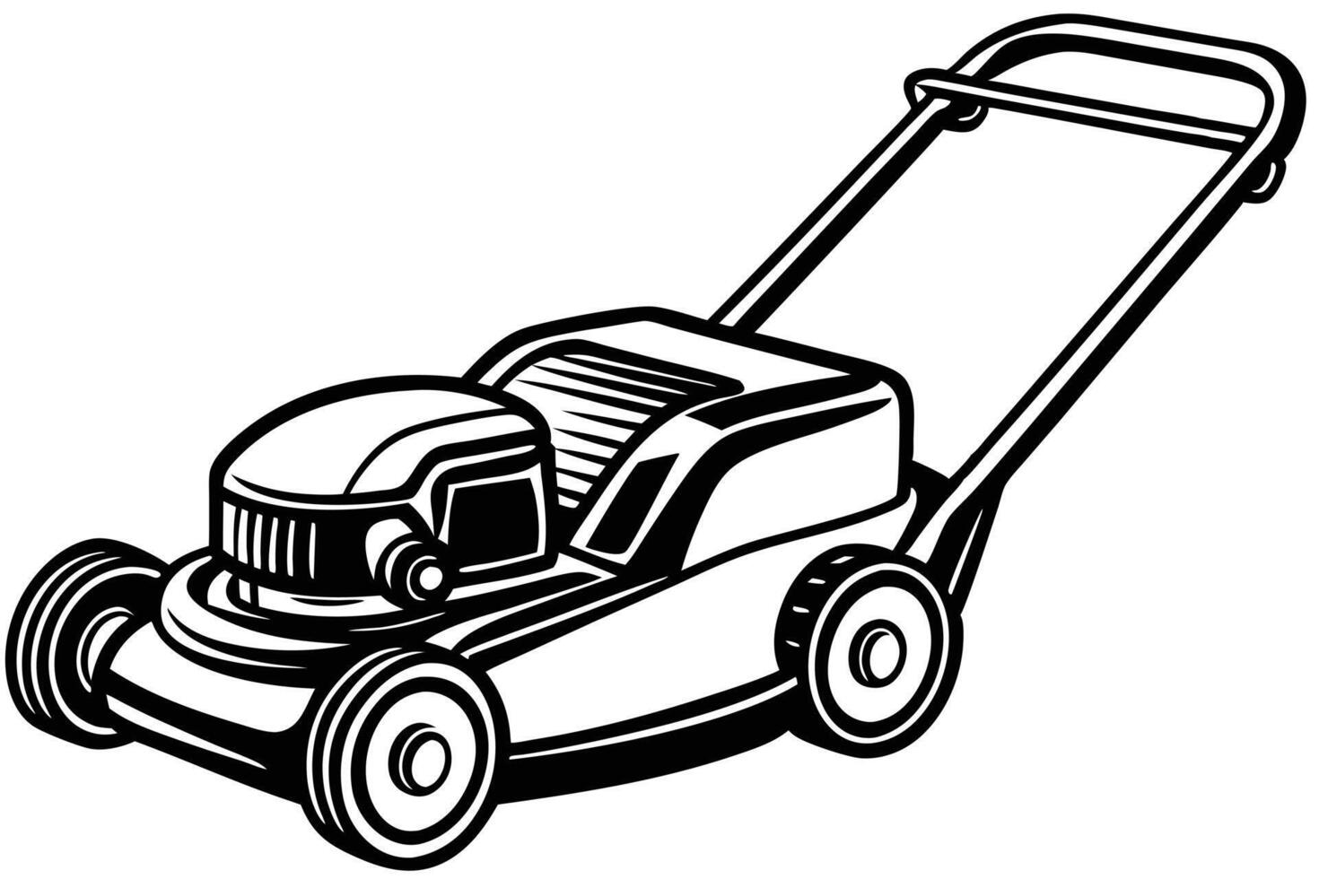 Line Art Illustration of a Classic Lawn Mower vector