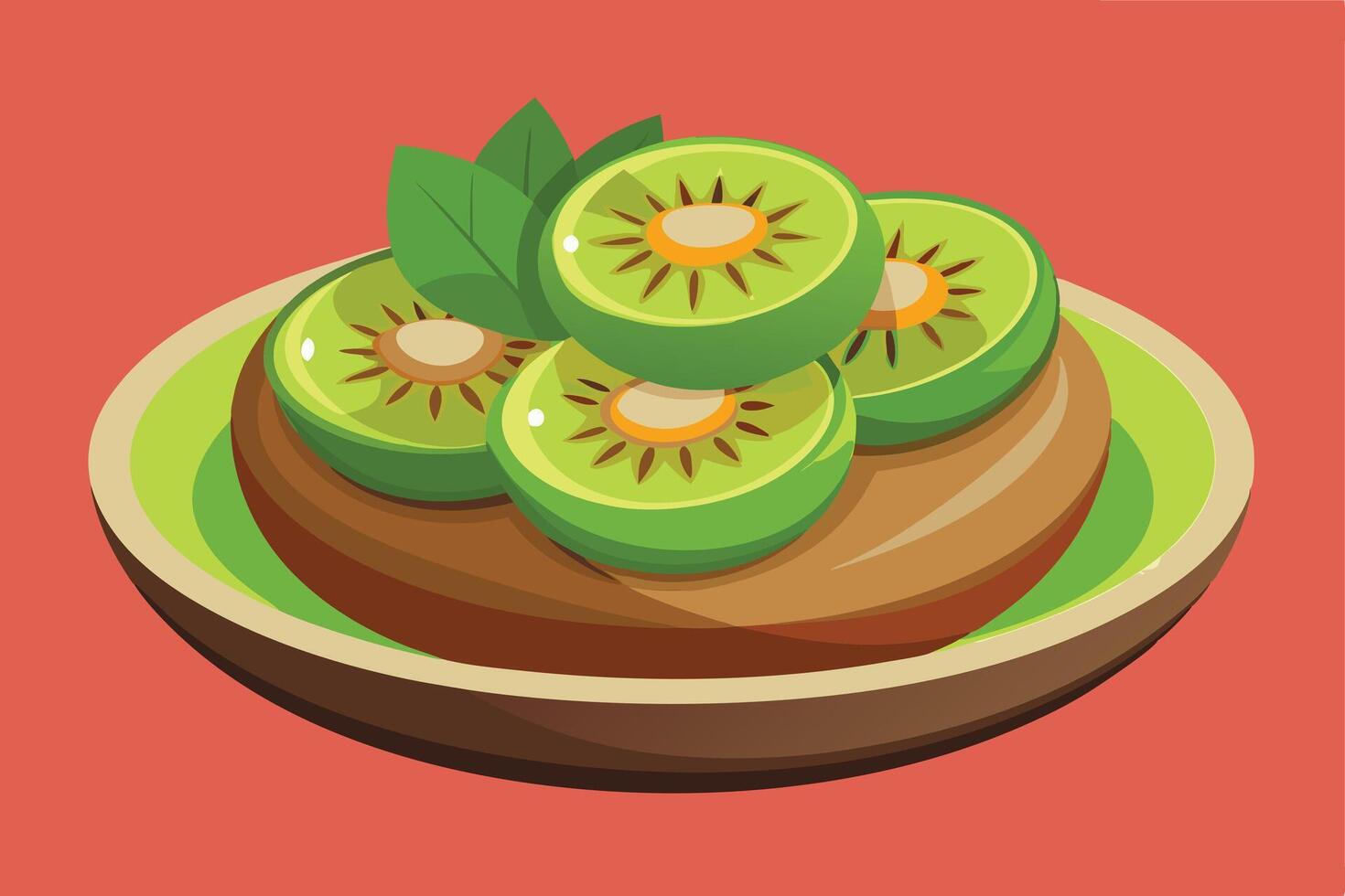 Delicious Kiwi and Lime Fruit Platter on a Plate vector
