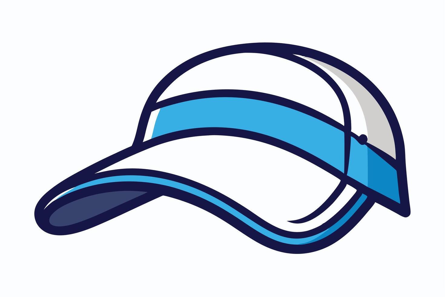 A illustration of a stylish white baseball cap with a blue visor. vector